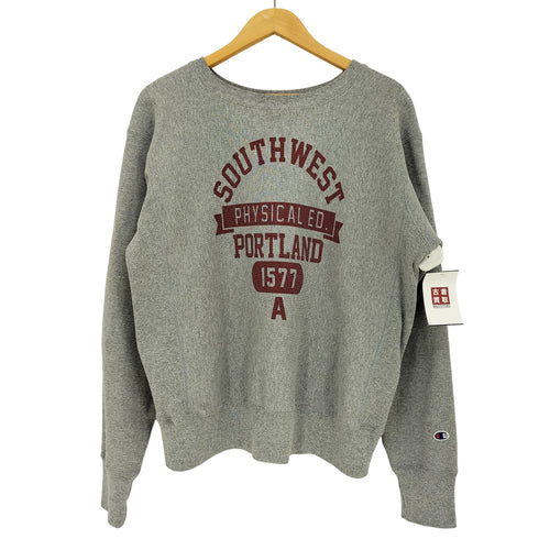 チャンピオン Champion USA製 復刻 赤 単色タグ 染み込みプリント REVERSE WEAVE リバースウィーブ スウェット メンズ import:XL